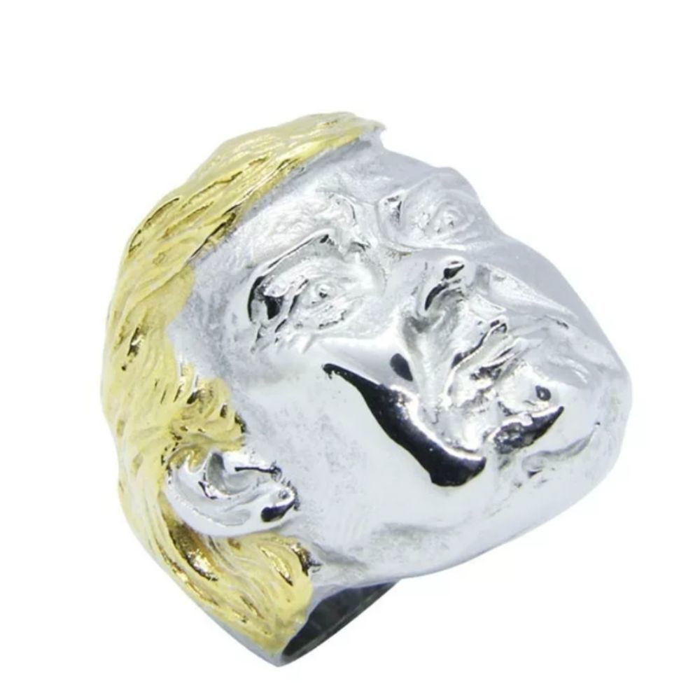 Unisex President Donald Trump Head Silver Gold Large Ring Jewelry Size 8